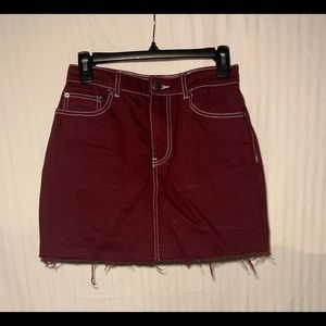 Maroon Denim Skirt